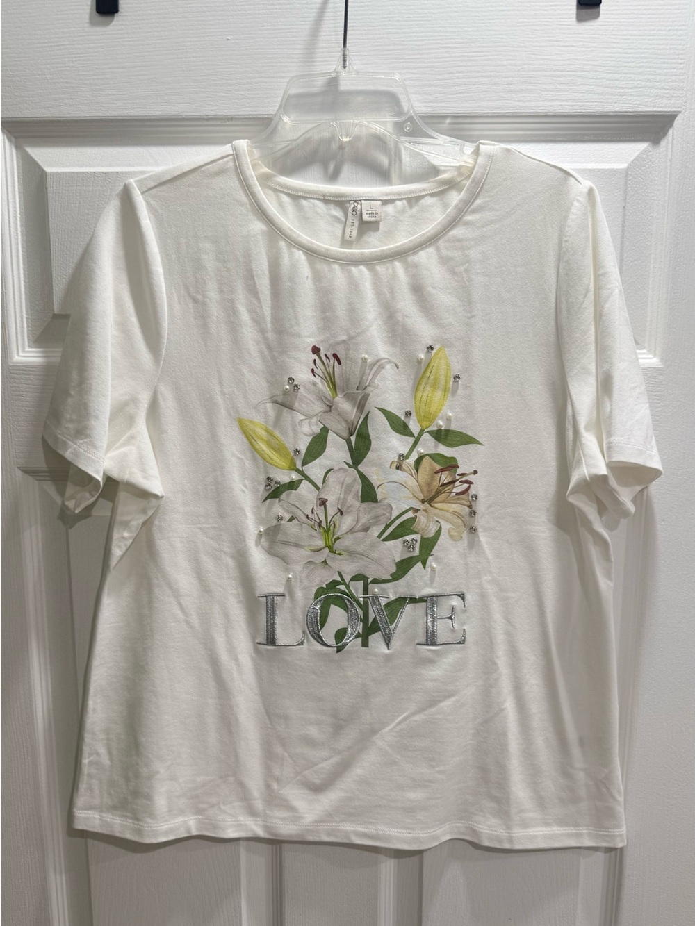 New Women's short sleeve crew neck T-shirt  size large